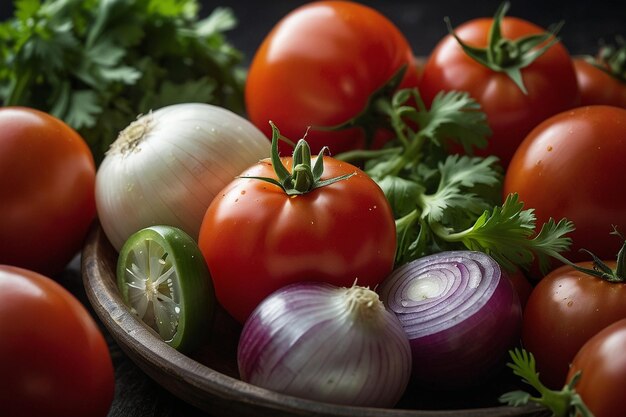 Fresh Tomatoes Onions and Cilantro for Salsa