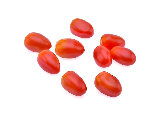 Fresh tomatoes on white background.