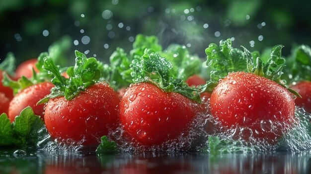 Photo fresh tomatoes with water drops