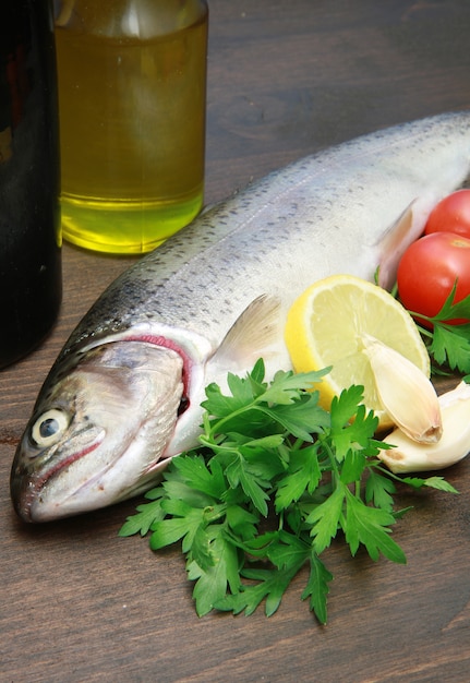 fresh trout with ingredients