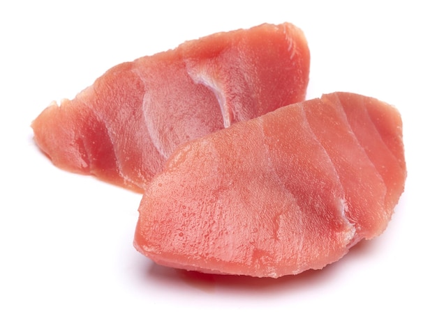 Fresh tuna fish steak isolated on a white background