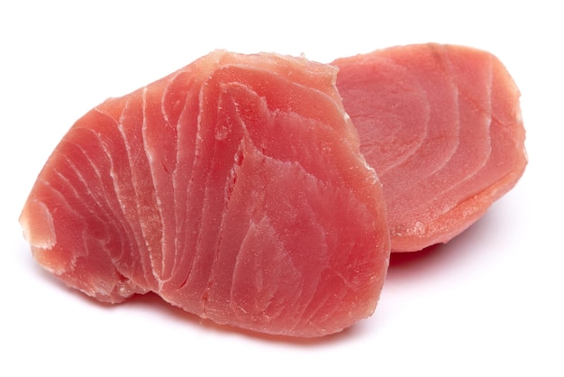 Fresh tuna fish steak isolated on a white background