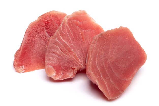 Fresh tuna fish steak isolated on a white background