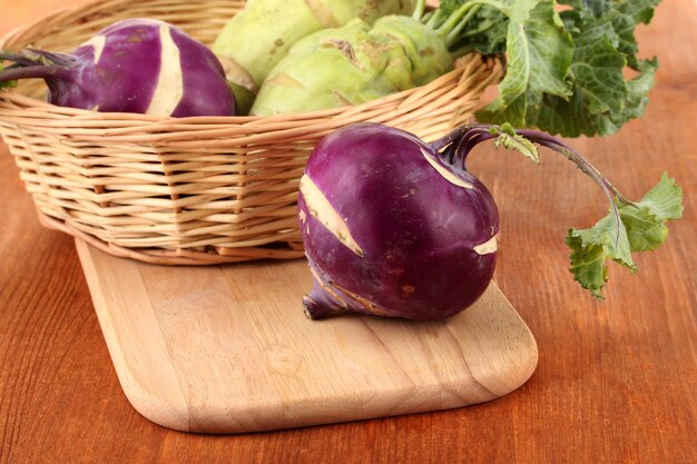 Fresh turnip on wooden background