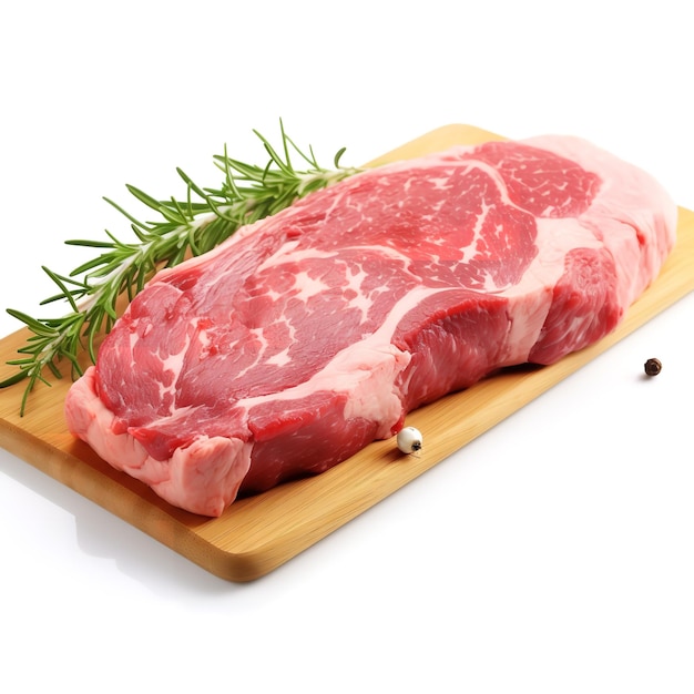 Fresh and Uncooked Bison Sirloin isolated on White background