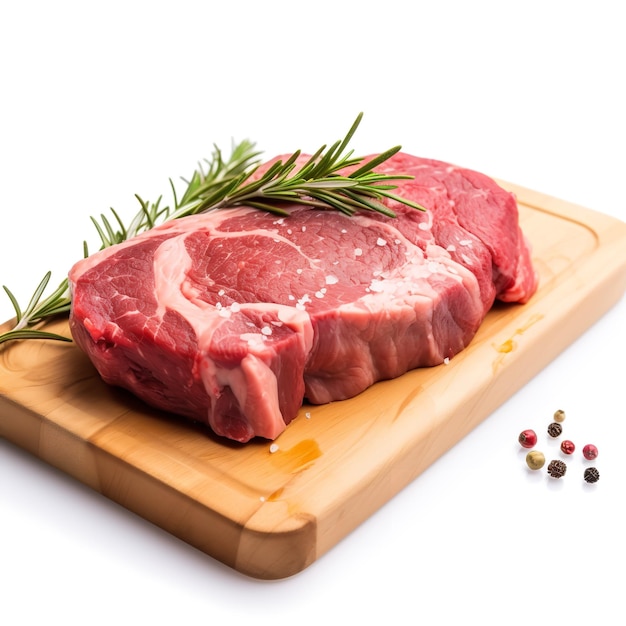 Fresh and Uncooked Bison Sirloin isolated on White background