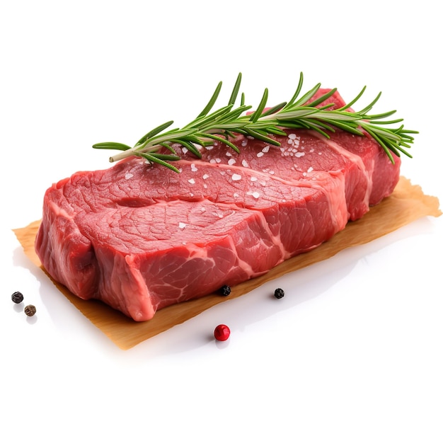 Fresh and Uncooked Bison Sirloin isolated on White background