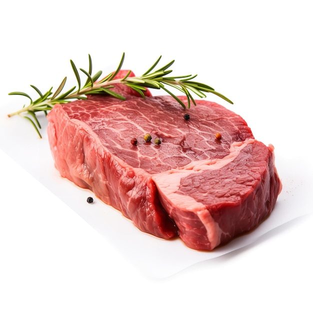 Fresh and Uncooked Bison Sirloin isolated on White background