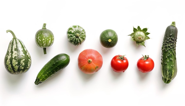 Photo fresh vegetable bounty vibrant collection on white background