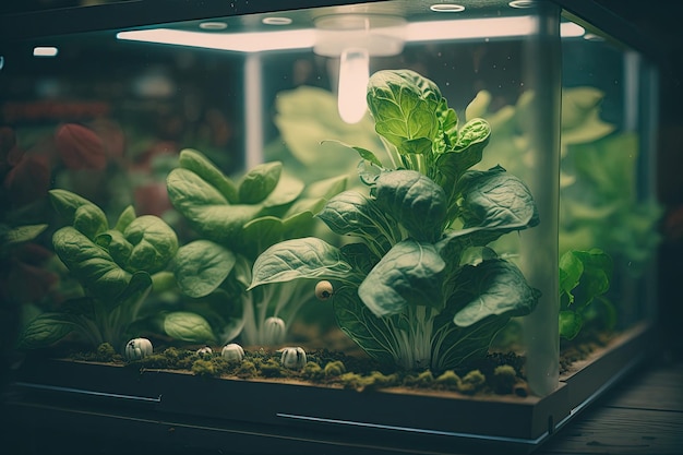 Fresh vegetable hydroponic system Illustration AI Generative