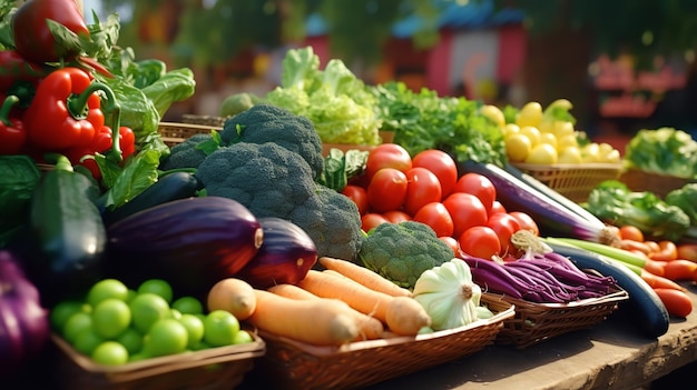 Fresh Vegetable Market Colorful Produce Variety