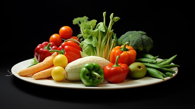 Fresh Vegetable Plate Vibrant Array of Healthy Veggies on Plate