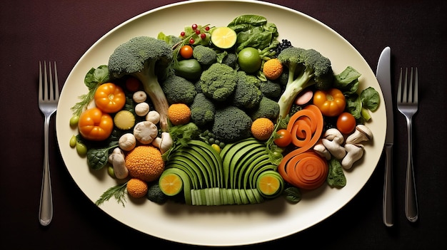 Fresh Vegetable Plate Vibrant Array of Healthy Veggies on Plate