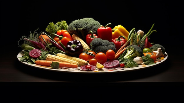 Fresh Vegetable Plate Vibrant Array of Healthy Veggies on Plate