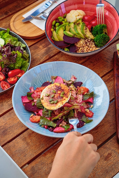 Fresh vegetable salad with butter