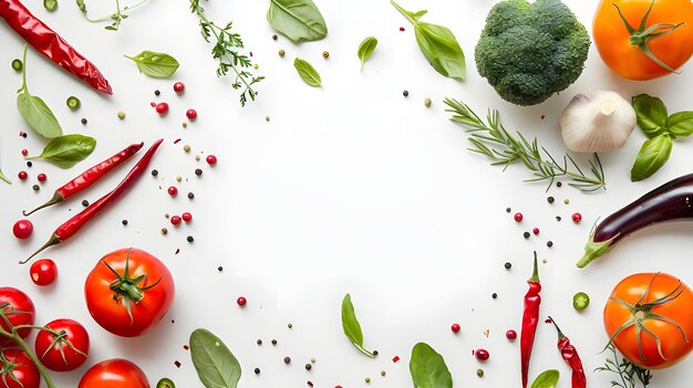 Photo fresh vegetables banner white background