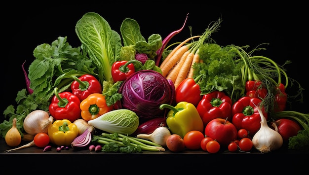 fresh vegetables on a black background