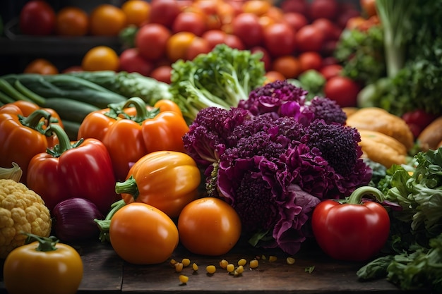 Fresh vegetables falling into a bowl