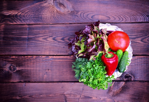 Fresh vegetables and fresh greens for salad 