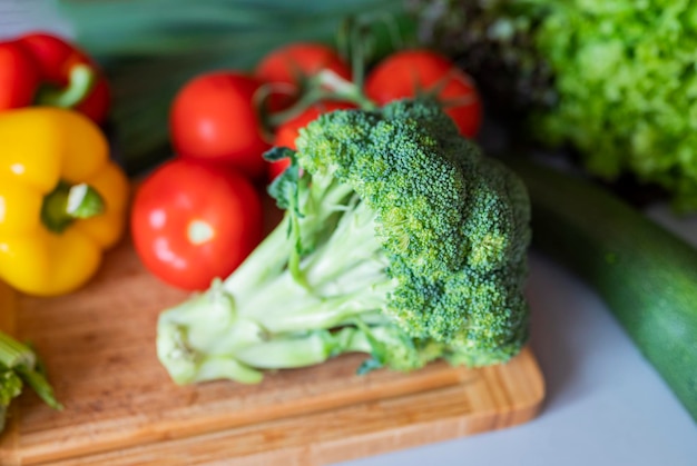 fresh vegetables for iceberg salad with paprika with cabbage broccoli tomatoes and celery