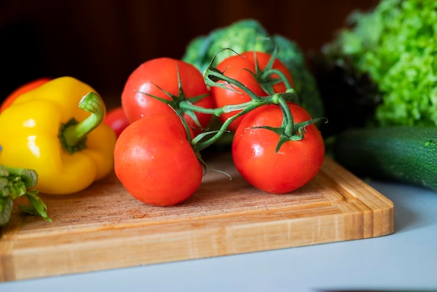 fresh vegetables for iceberg salad with paprika with cabbage broccoli tomatoes and celery