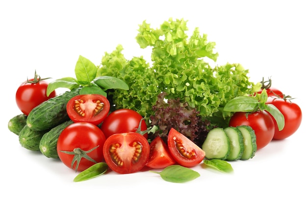 Fresh vegetables isolated on white