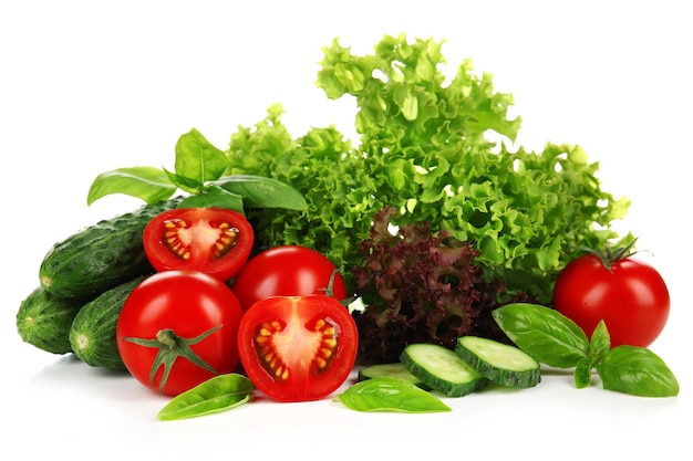 Fresh vegetables isolated on white