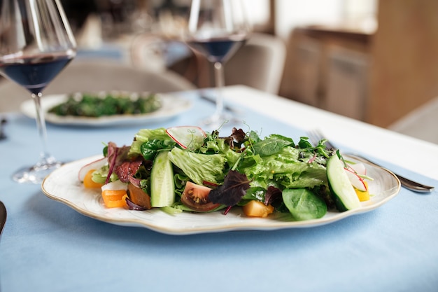 fresh vegetables salad on table