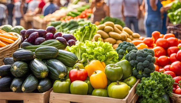 Fresh vegetables at a street organic food market farm shop fruits vegetables on the street