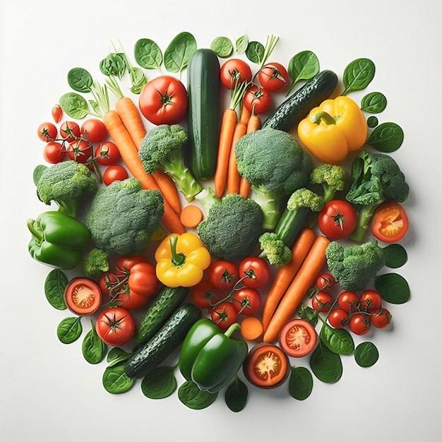 Fresh vegetables on a white background