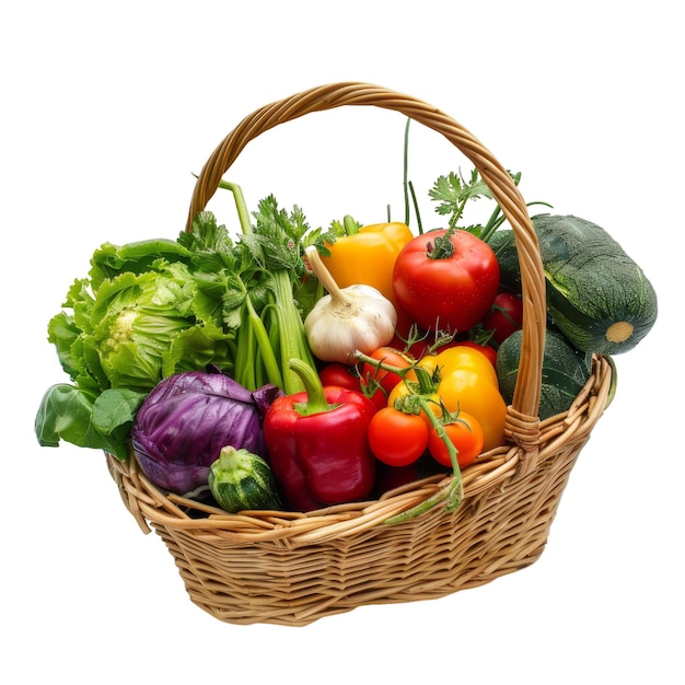 Fresh vegetables in a wicker basket