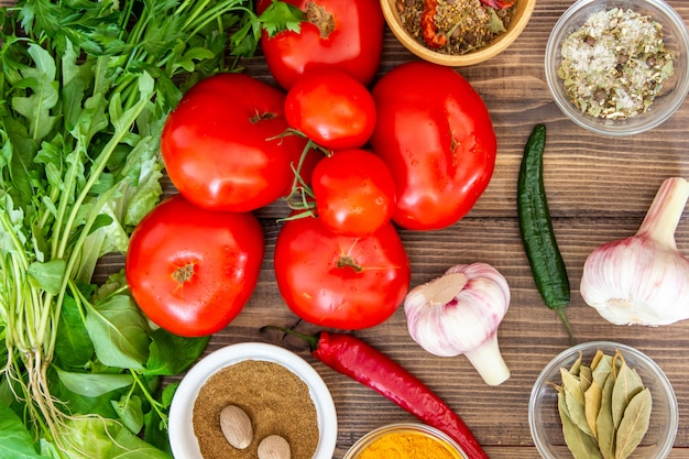 Fresh vegetables on wood