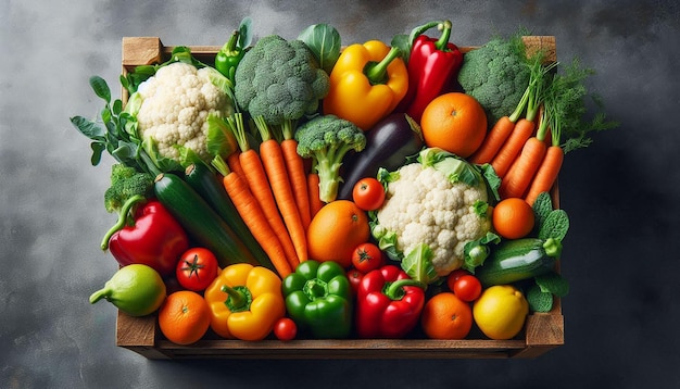 Fresh Vegetables on Wooden Cutting Board With Rustic Background