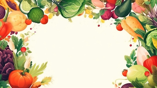 Fresh Veggie Border Bright fresh vegetables for your design Healthy and appetizing Ai generated