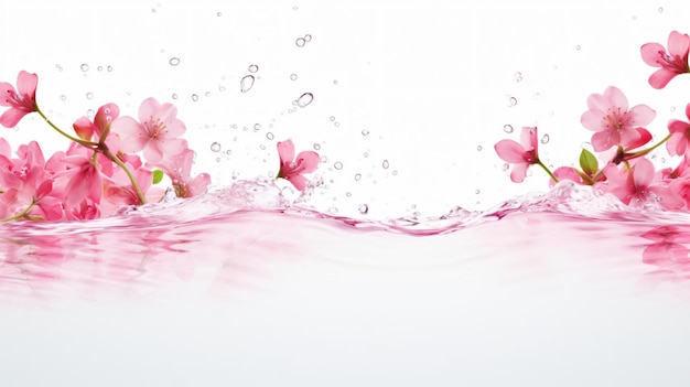 Fresh Water Background with Pink Flowers