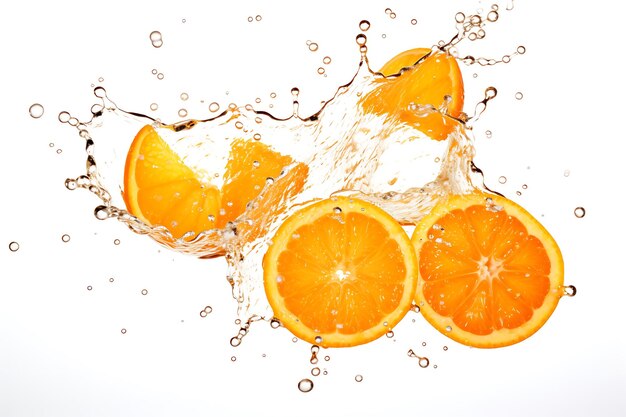 Fresh water drops on orange isolated on white