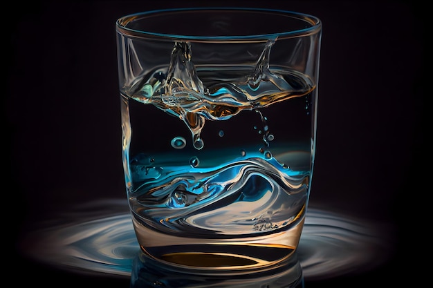 Fresh water in glass 3d style generative ai