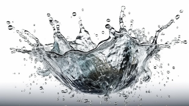 Fresh water splash isolated white background AI generated