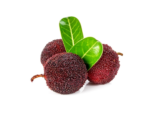 Fresh waxberry, Yangmei, Myrica rubra isolated on white background.