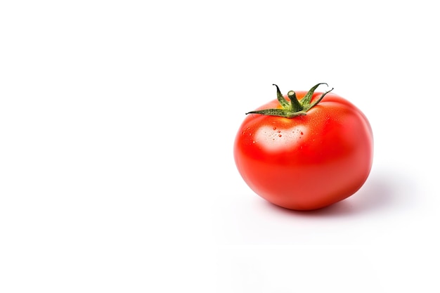 Fresh whole red tomato isolated on white background with copy space