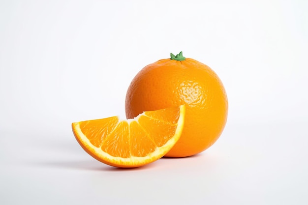 Fresh whole and sliced oranges isolated on white background