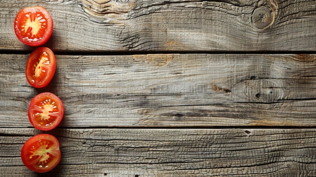 Fresh whole and sliced tomatoes on light wooden boards close up side view for vibrant visuals