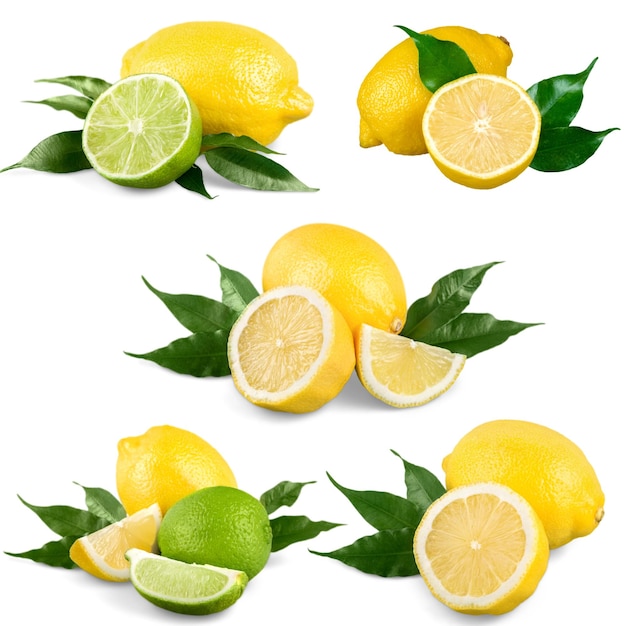 Fresh yellow lemons isolated on white