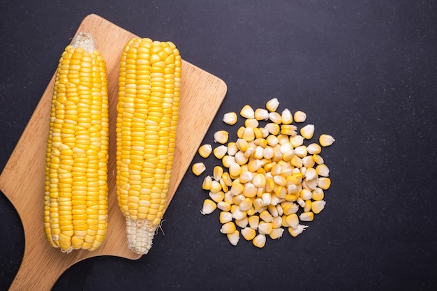 Fresh yellow sweet corn on the cob