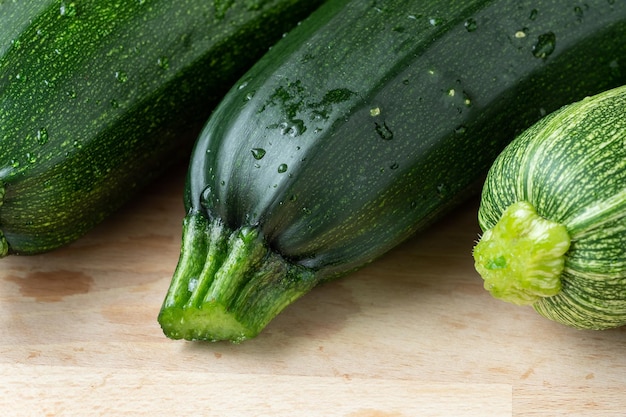 Fresh zucchini on cutting board