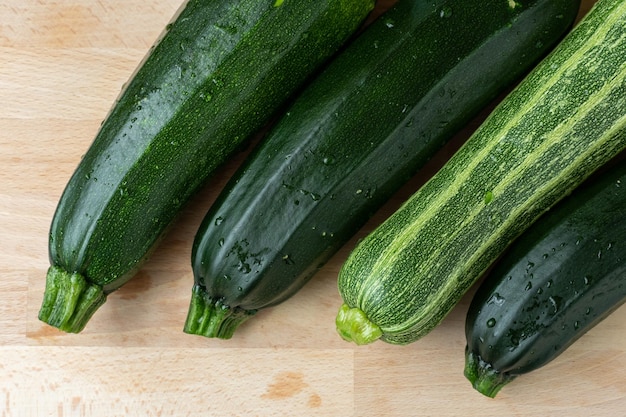 Fresh zucchini on cutting board