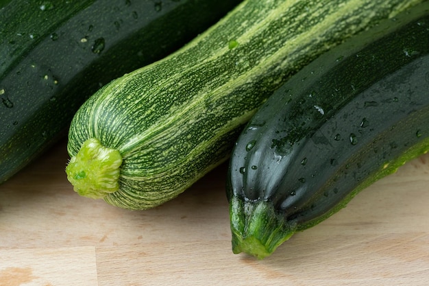 Fresh zucchini on cutting board