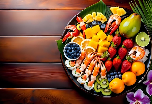 FreshFruit Platter with Seafood and Fruits