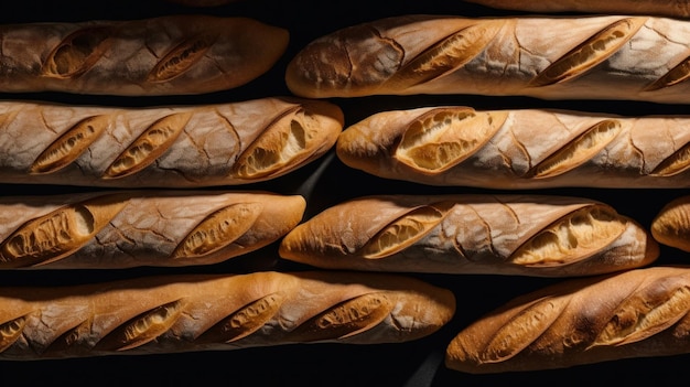 Freshly Baked Baguette Horizontal Background