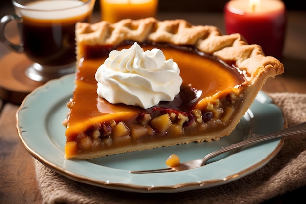 Freshly baked berry pie served on a rustic wooden table